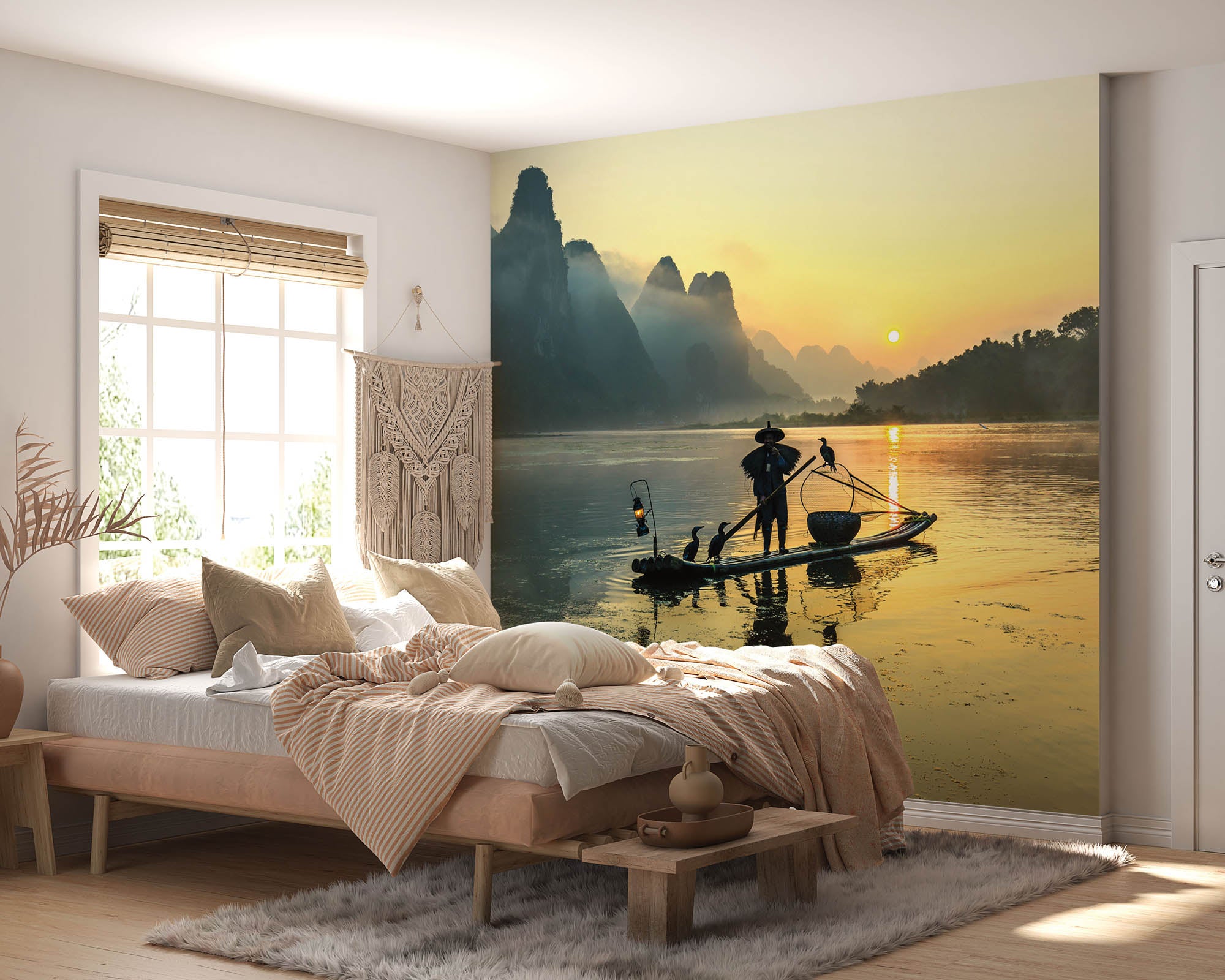 Visserman op bamboeboot - LW00054 Fotobehang