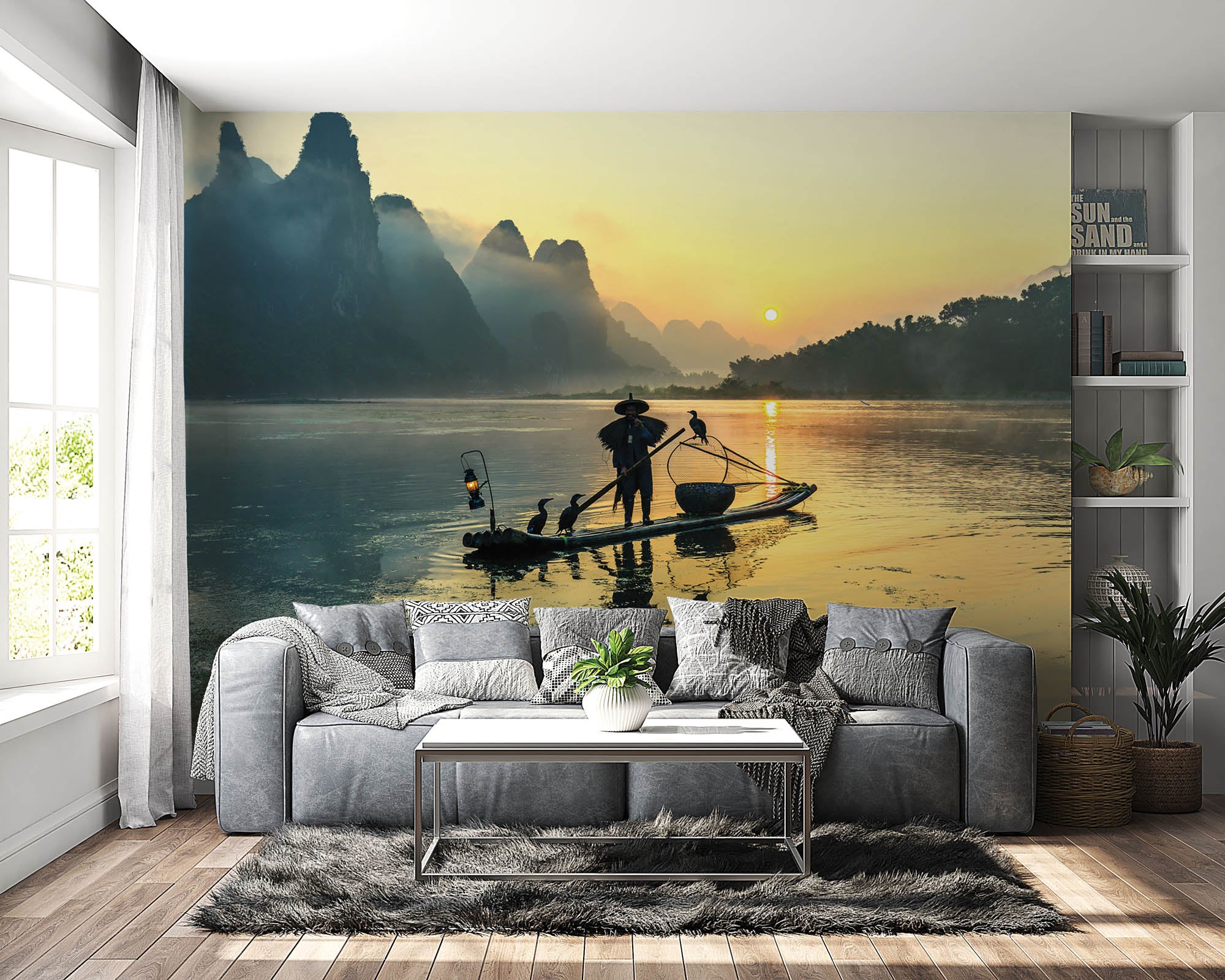 Visserman op bamboeboot - LW00054 Fotobehang