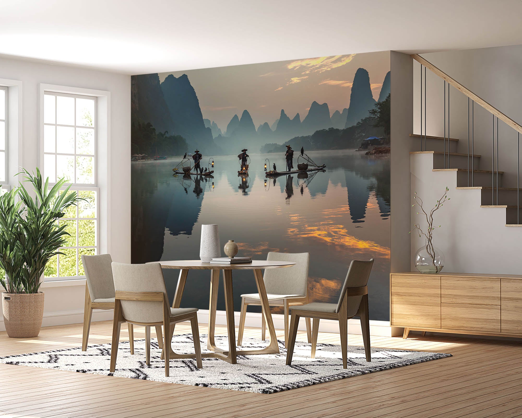 Vissers op oude boten China - LW00056 Fotobehang