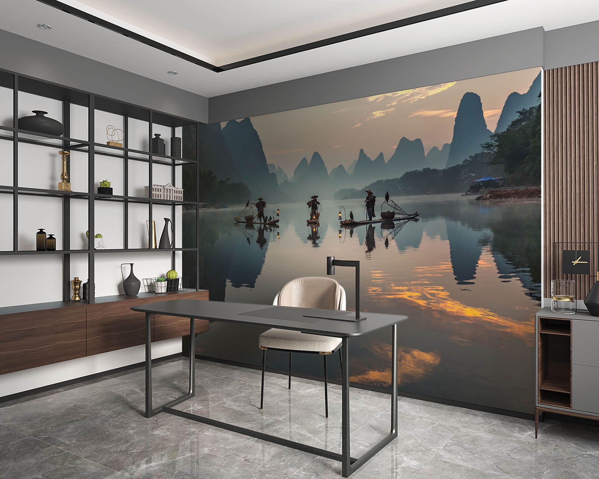 Vissers op oude boten China - LW00056 Fotobehang