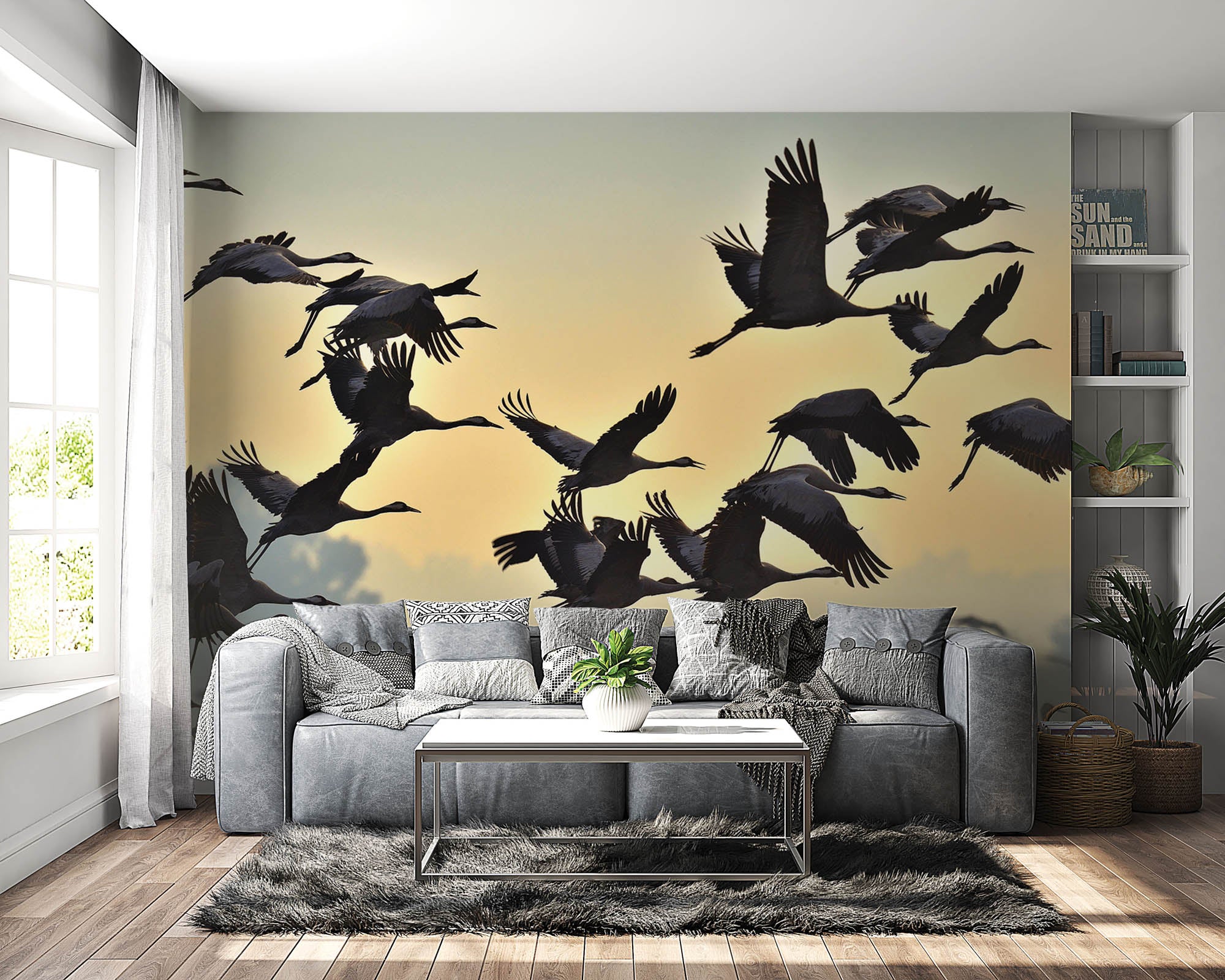 Vliegende kraanvogels - LW00191 Fotobehang