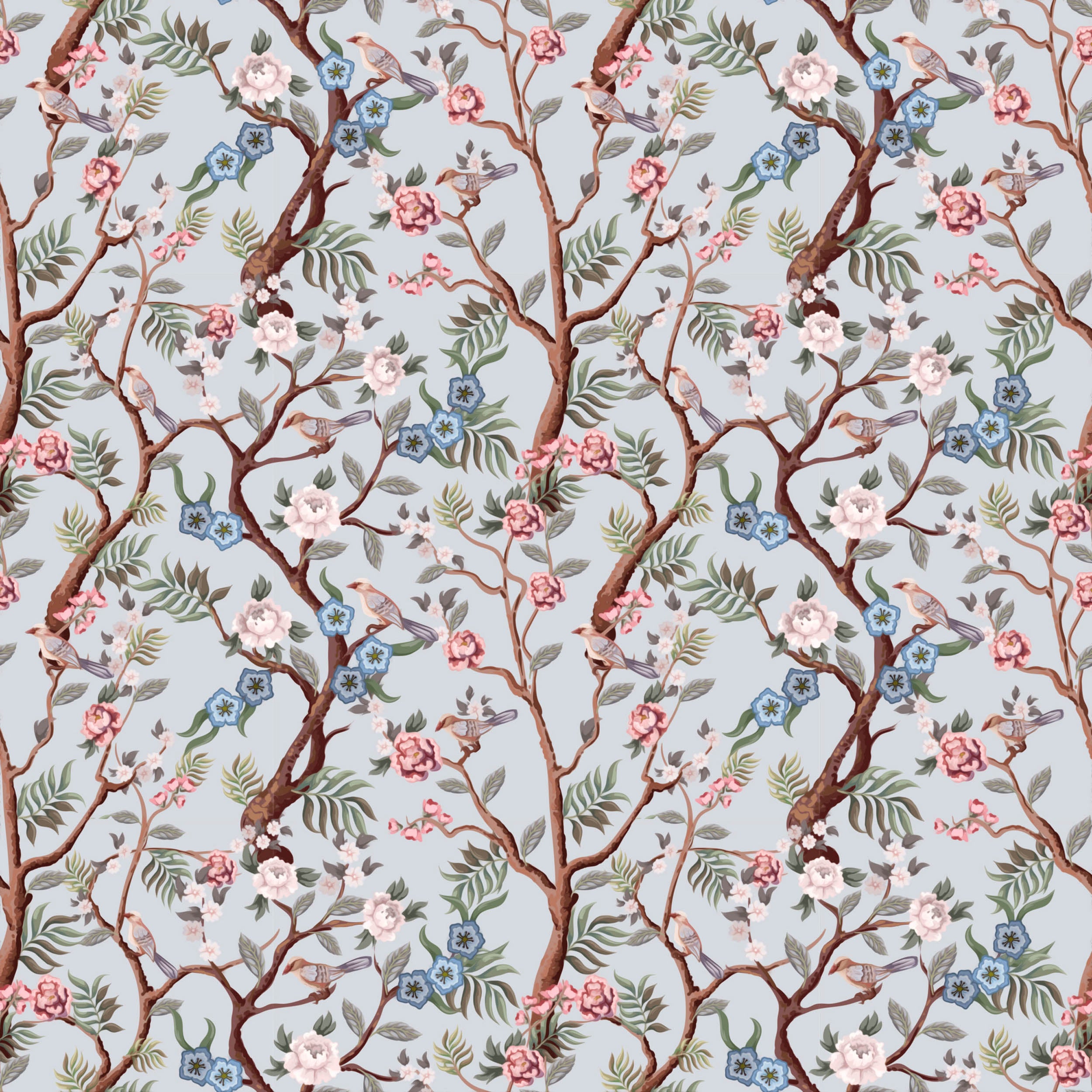 Vogels op Bloeiende Takken - LW00488 Fotobehang