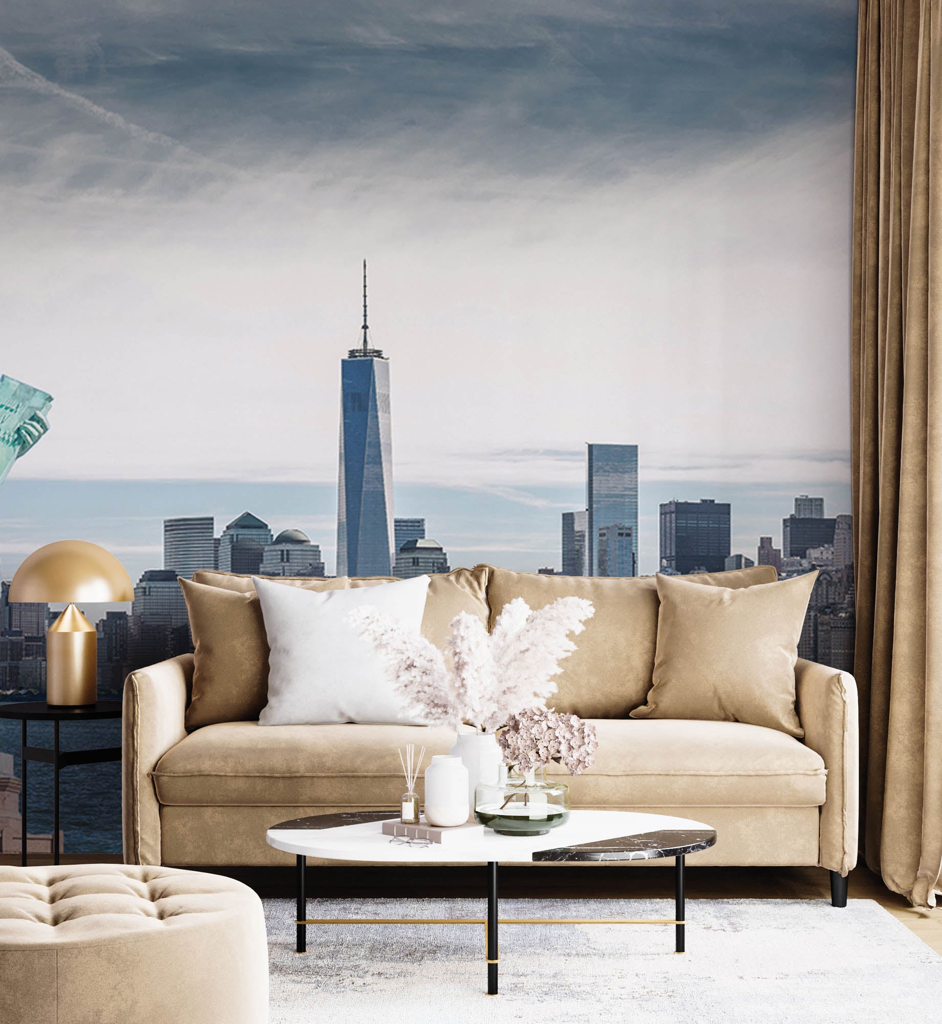 Vrijheidsbeeld New York met Wold Trade Center - LW00341 Fotobehang