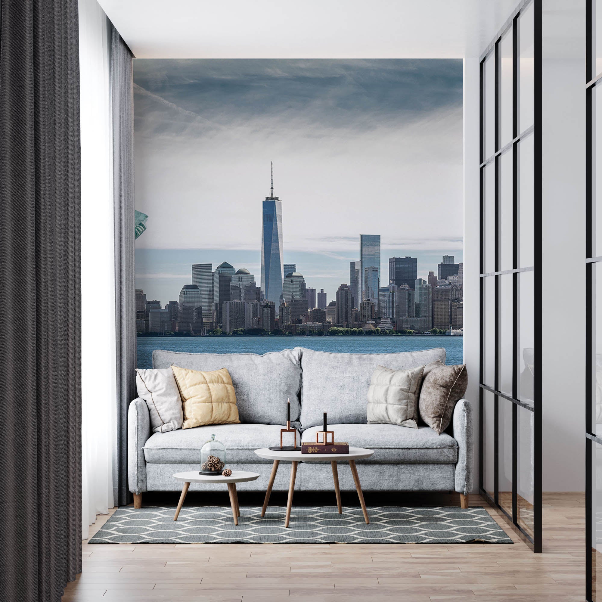 Vrijheidsbeeld New York met Wold Trade Center - LW00341 Fotobehang