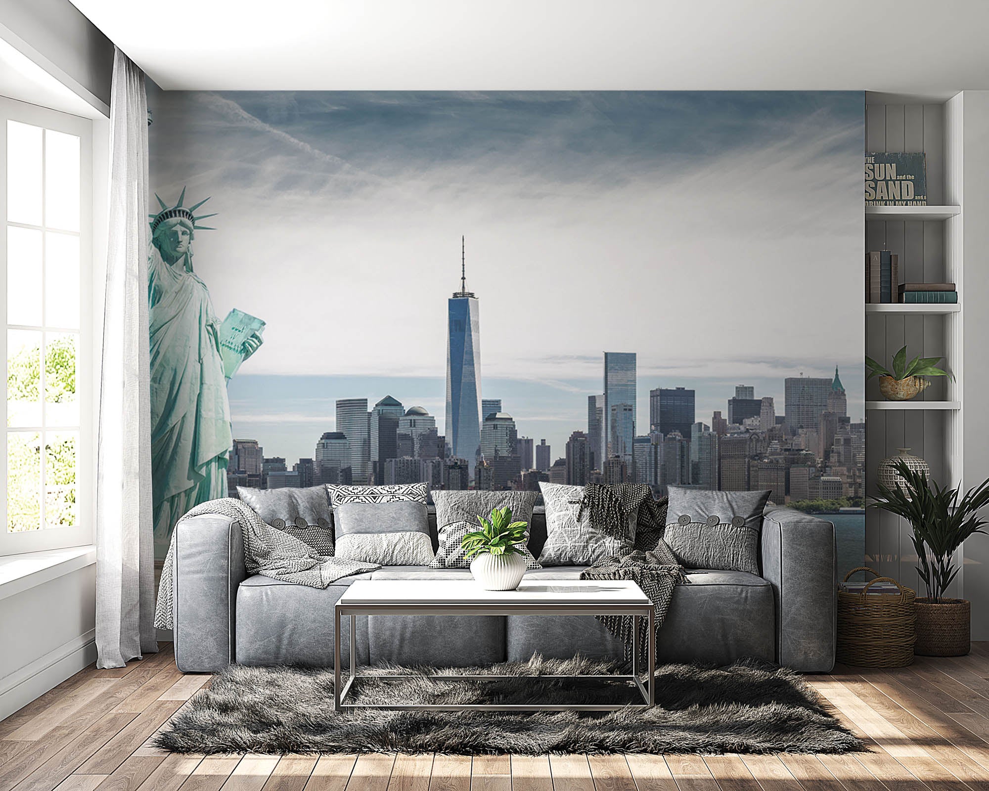 Vrijheidsbeeld New York met Wold Trade Center - LW00341 Fotobehang