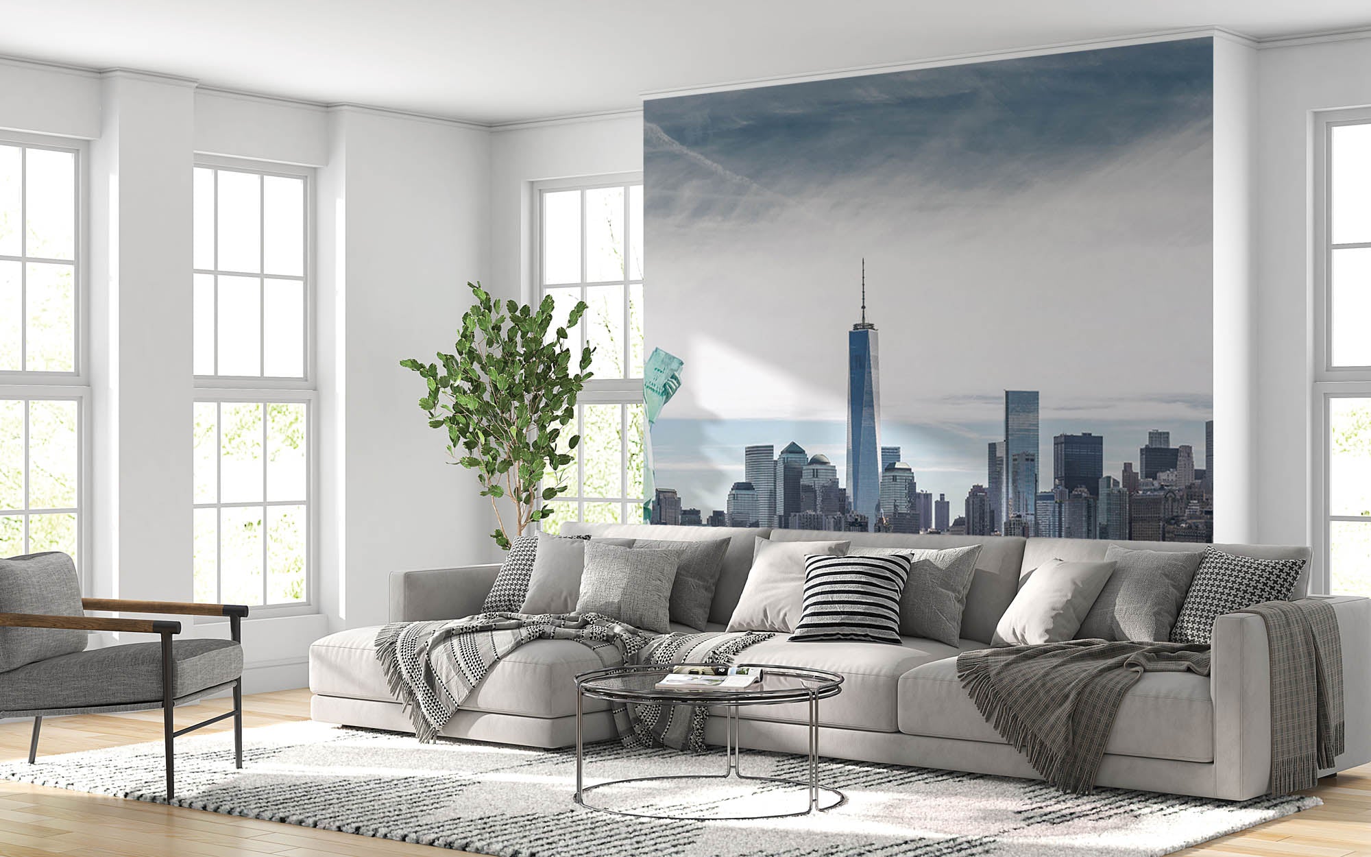 Vrijheidsbeeld New York met Wold Trade Center - LW00341 Fotobehang