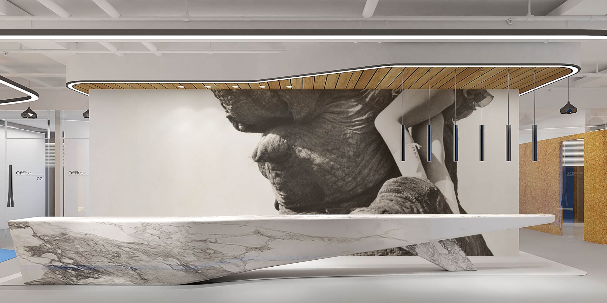 Vrouw poserend op olifant - LW00422 Fotobehang