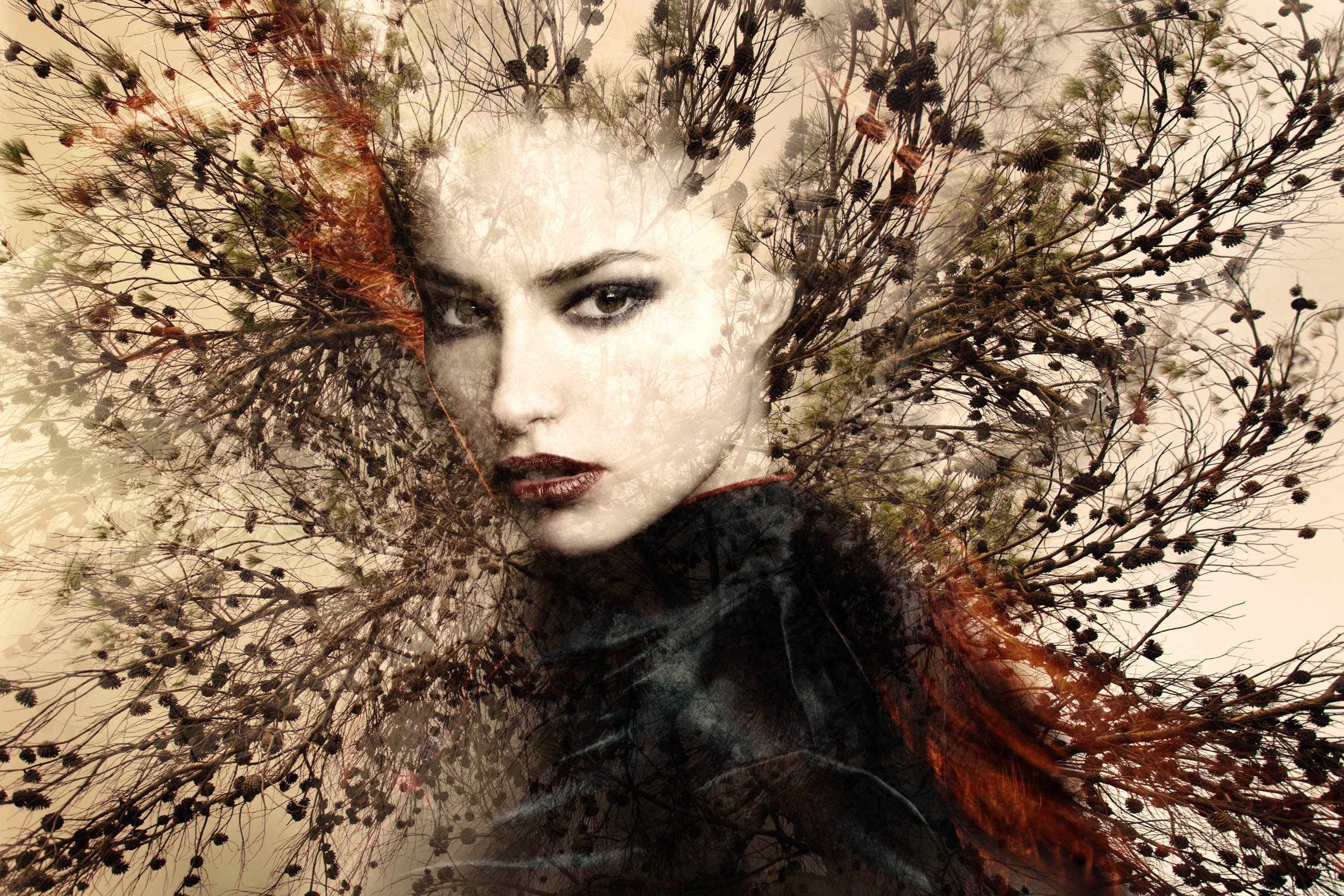 Vrouwenportret met Bomen - LW00638 Fotobehang