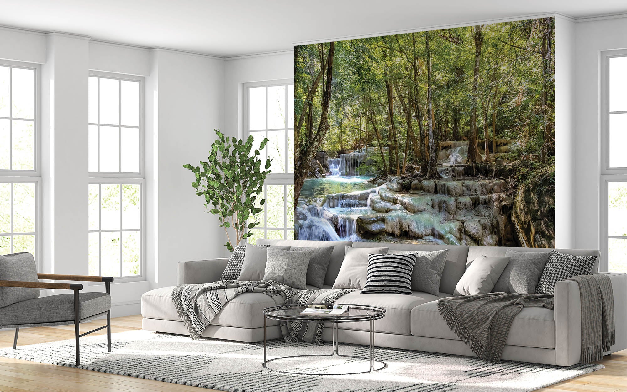 Waterval door bos - LW00288 Fotobehang