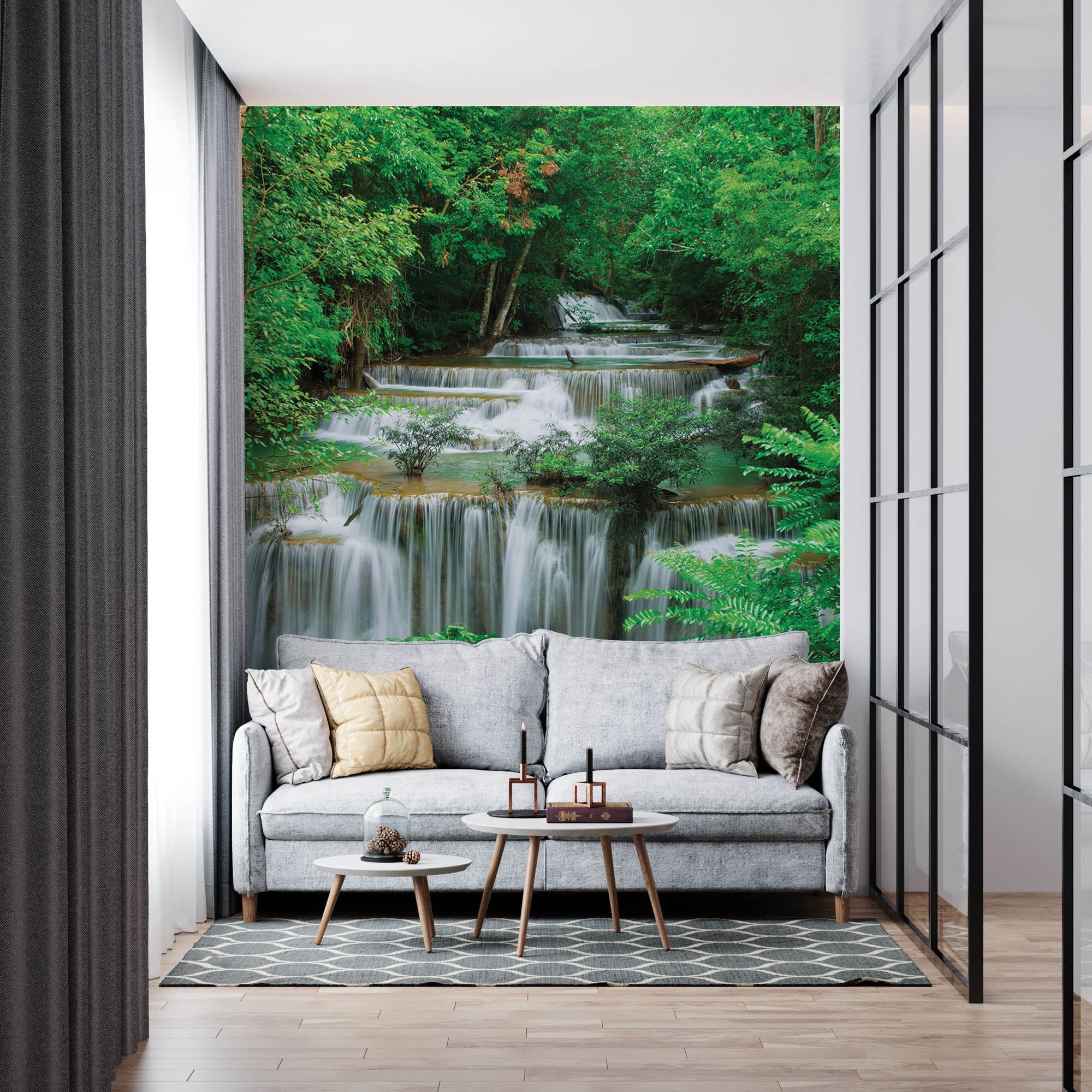 Waterval in groen bos - LW00247 Fotobehang