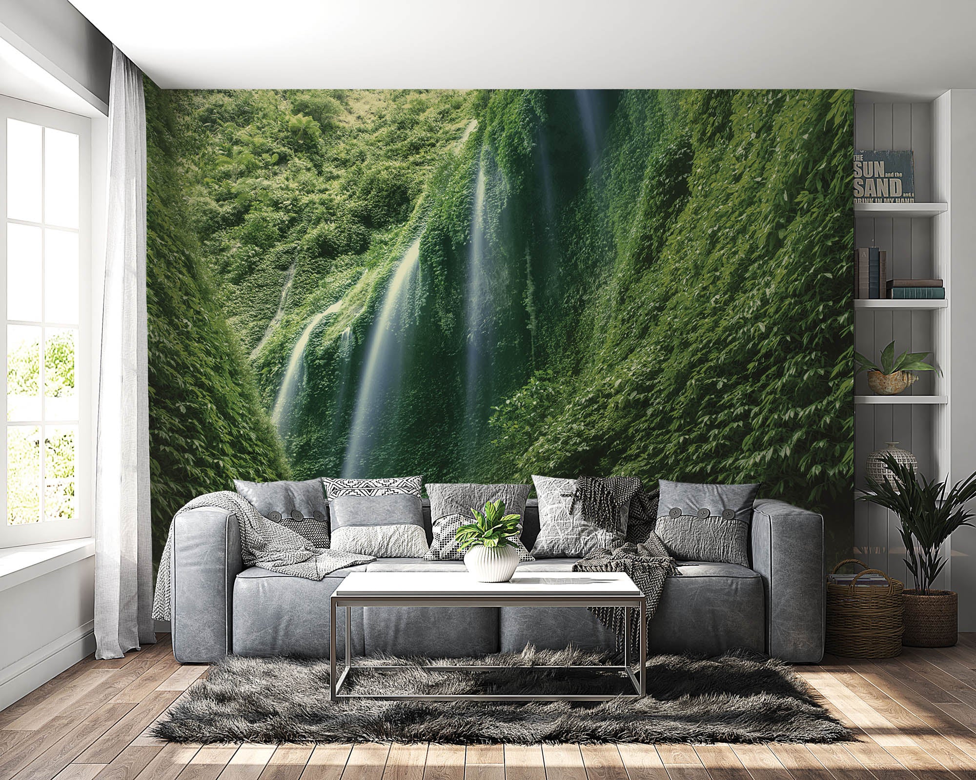 Waterval vanaf  een berg - LW00255 Fotobehang