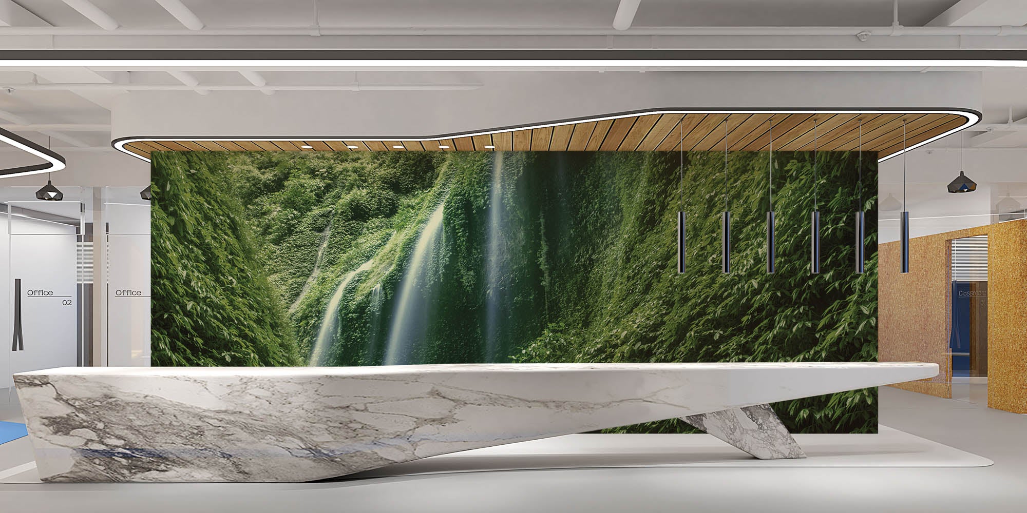 Waterval vanaf  een berg - LW00255 Fotobehang