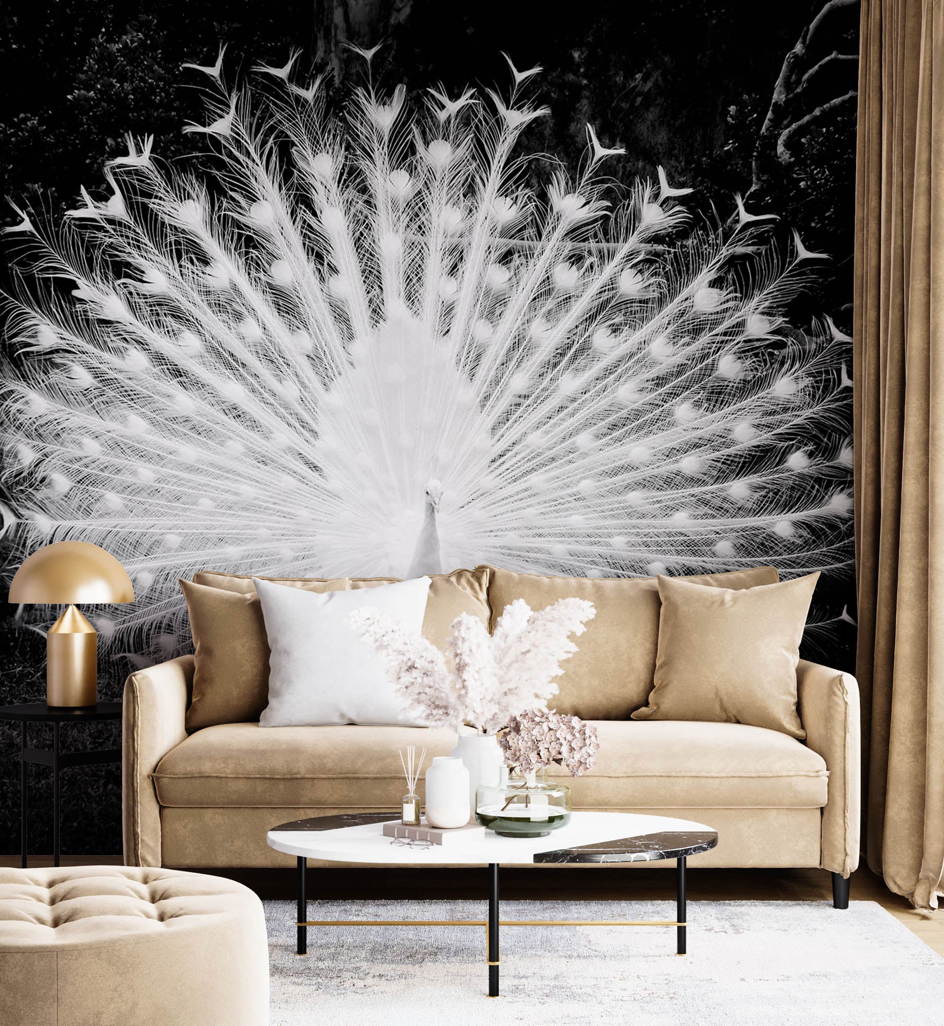 Witte pauw - LW00206 Fotobehang