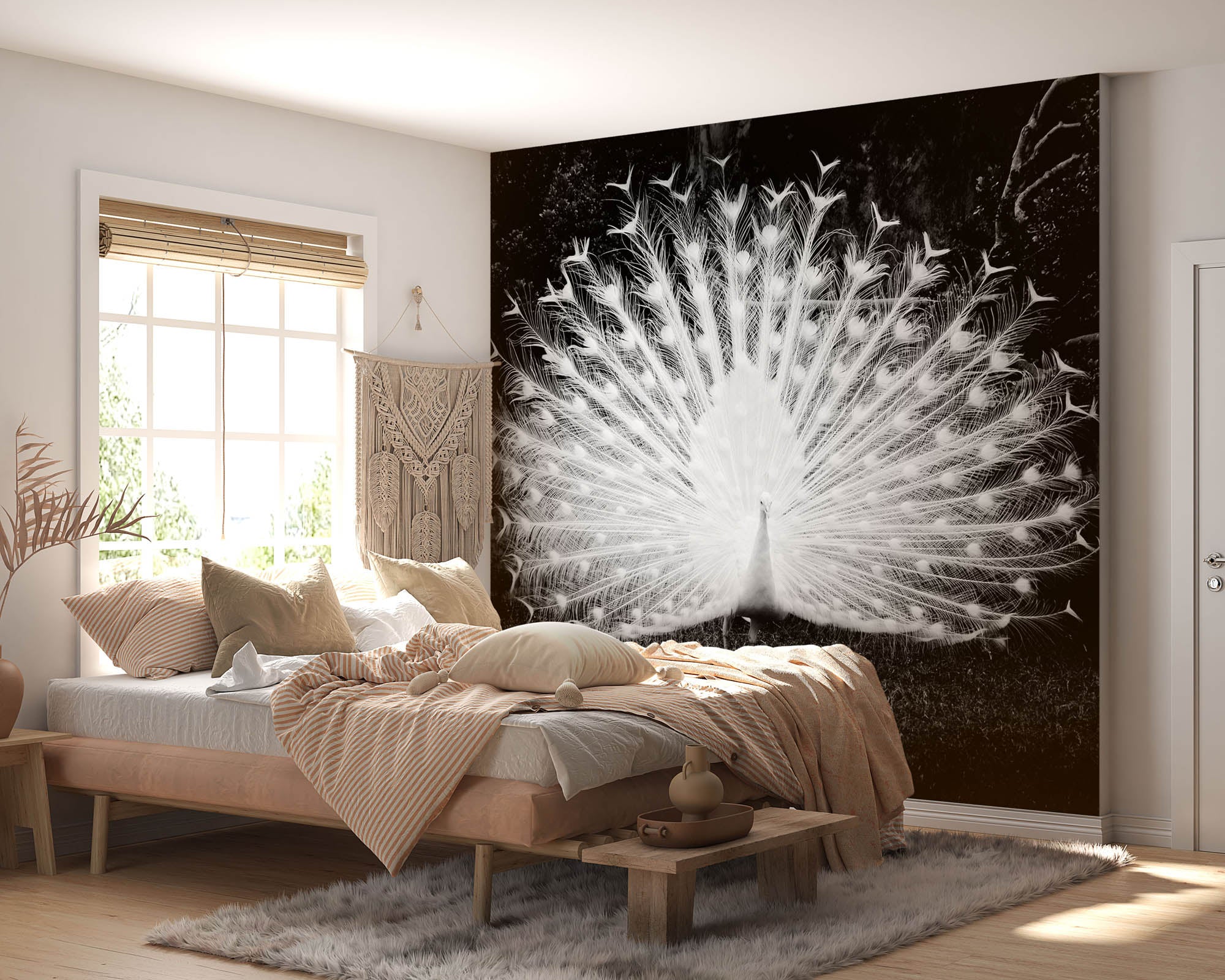 Witte pauw - LW00206 Fotobehang