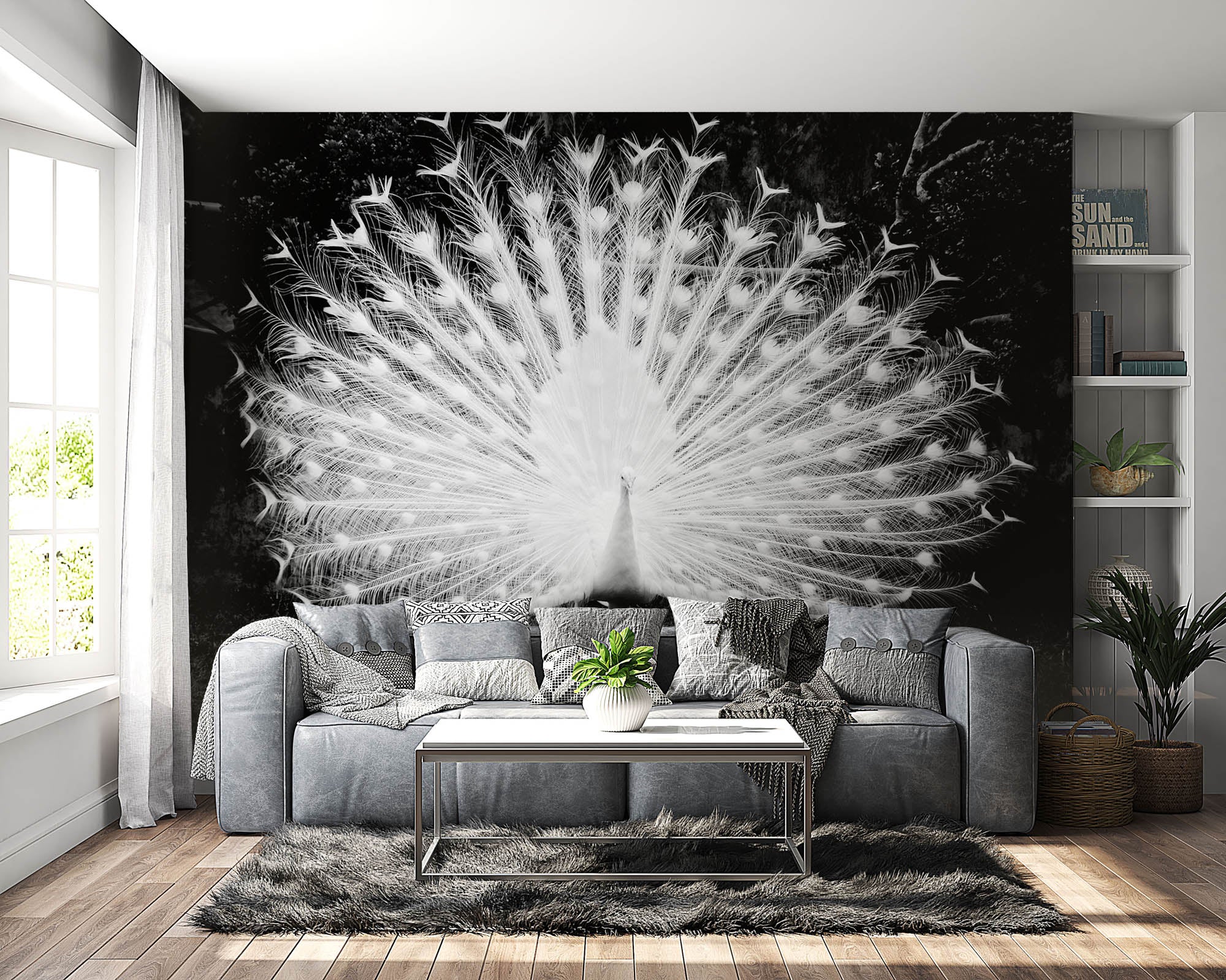 Witte pauw - LW00206 Fotobehang