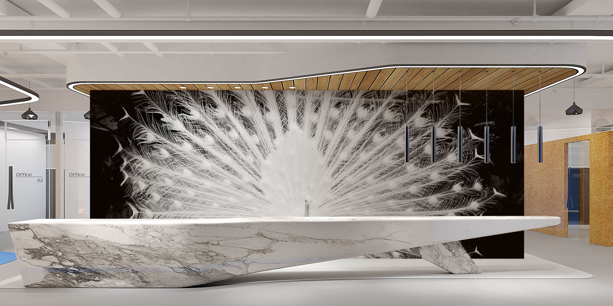 Witte pauw - LW00206 Fotobehang