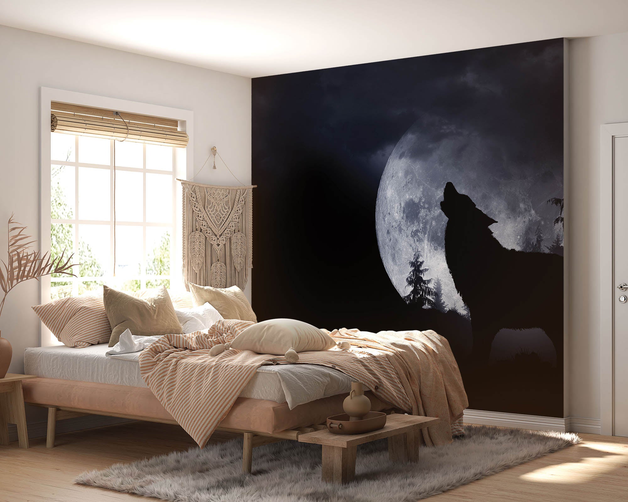 Wolf bij volle maan - LW00169 Fotobehang