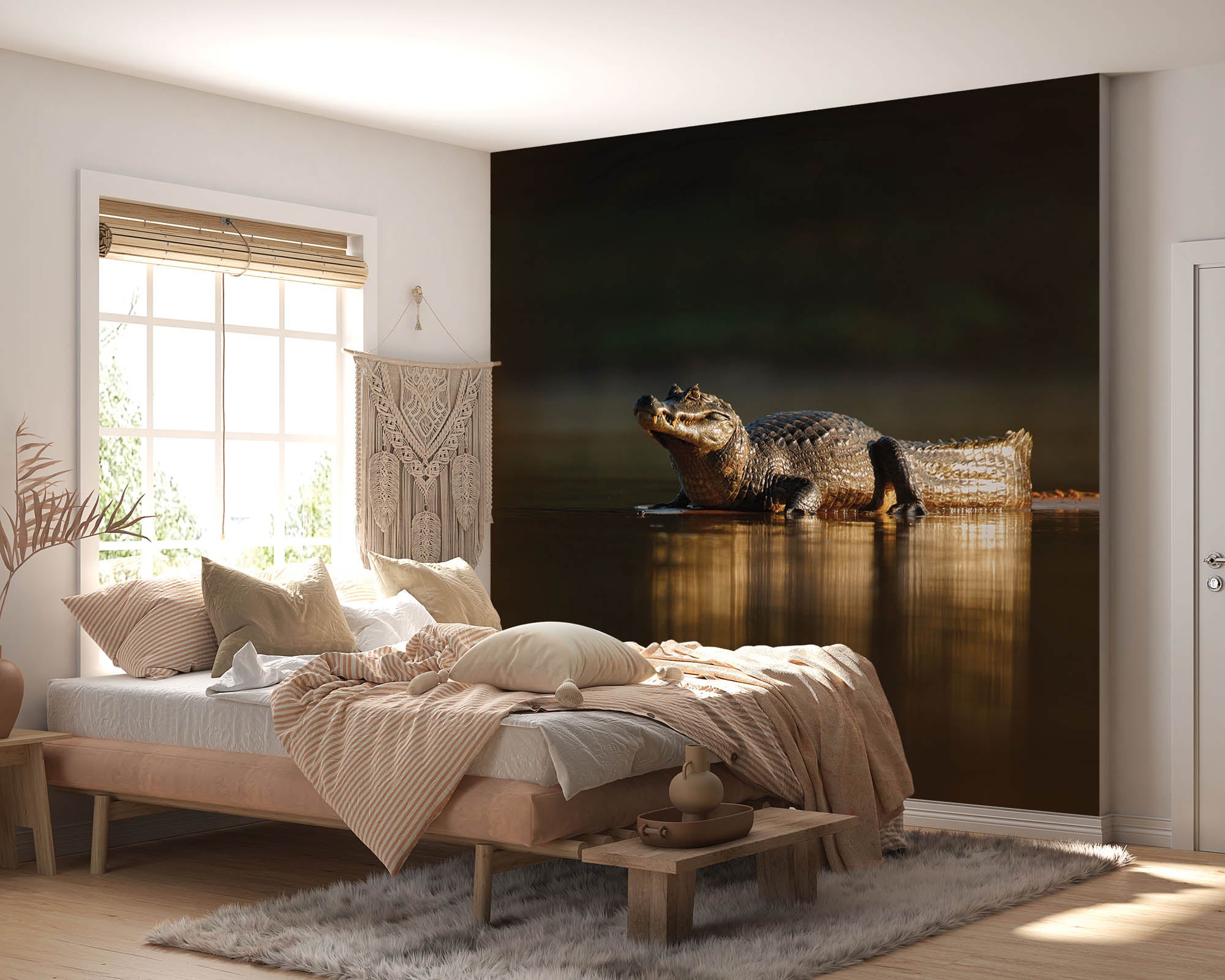 Yacarekaaiman in avondzon  - LW00180 Fotobehang