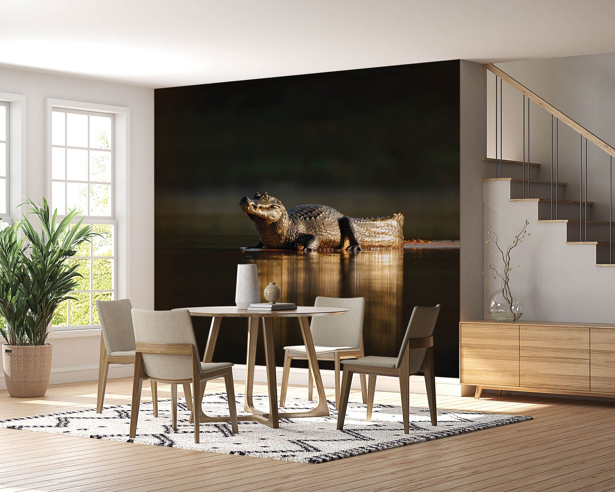 Yacarekaaiman in avondzon  - LW00180 Fotobehang