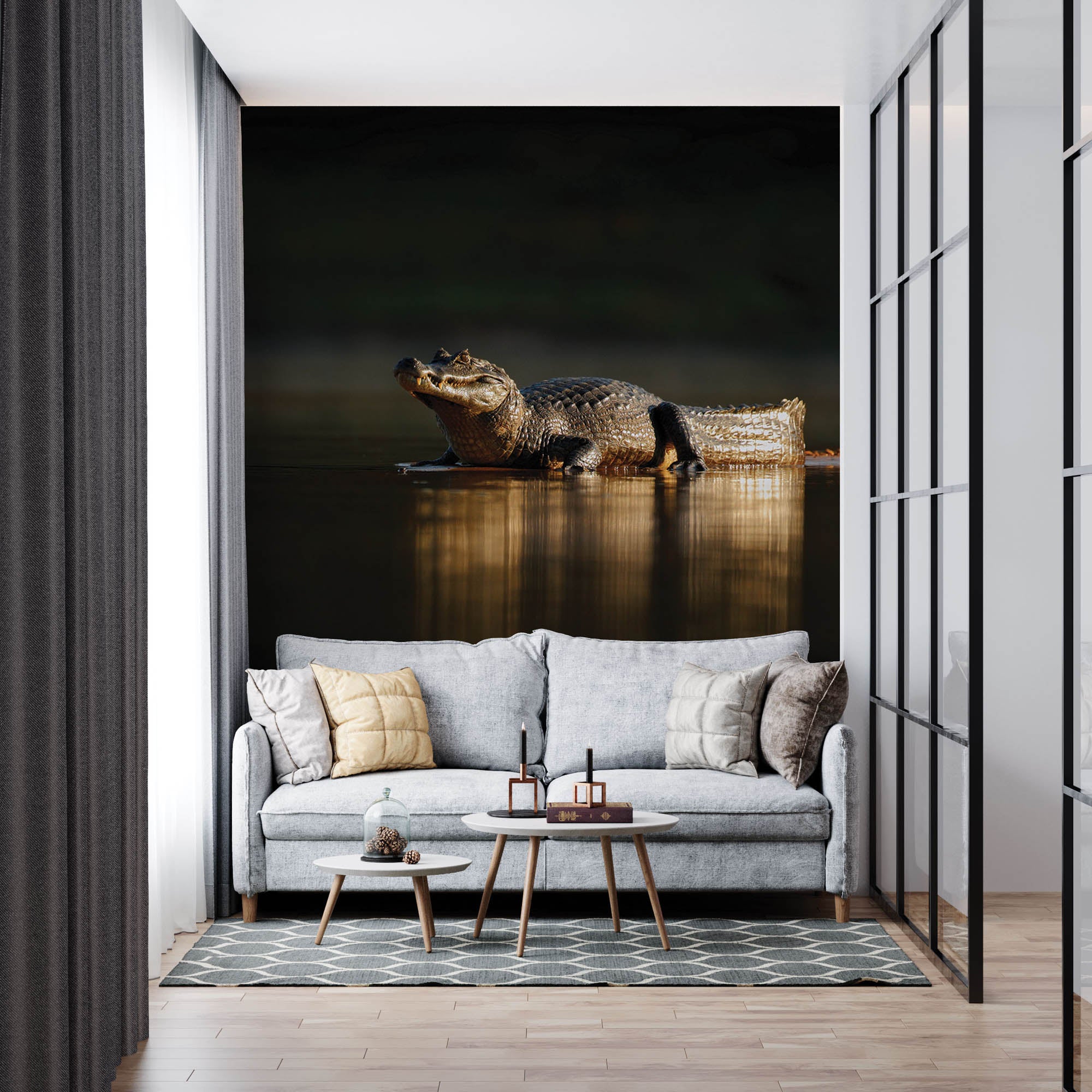 Yacarekaaiman in avondzon  - LW00180 Fotobehang