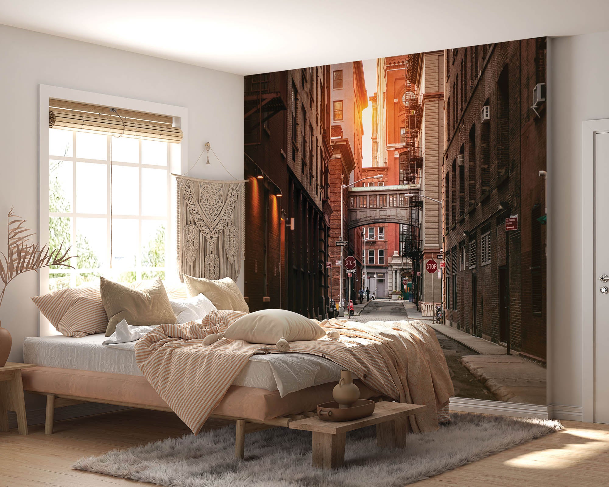 Zonsondergang in straat New York - LW00373 Fotobehang