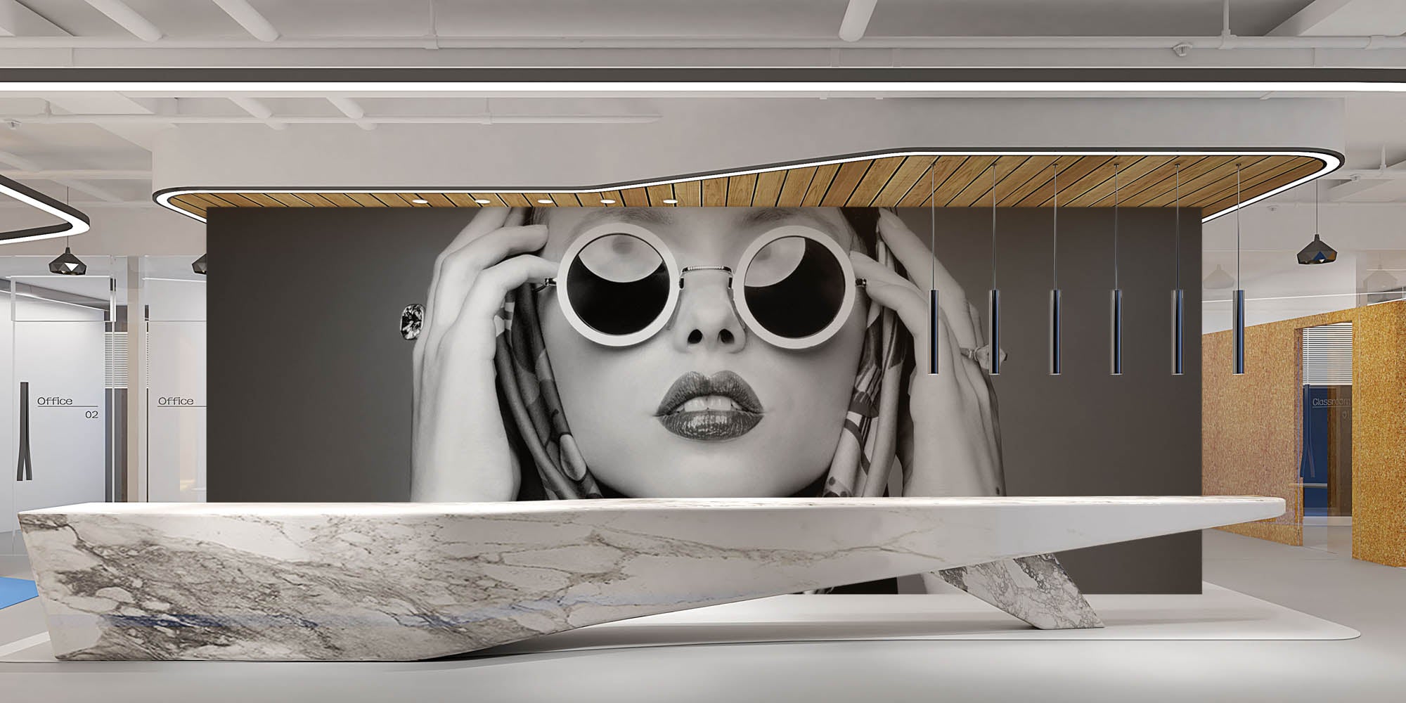 zwart-wit foto van een gezicht vrouw - LW00407 Fotobehang