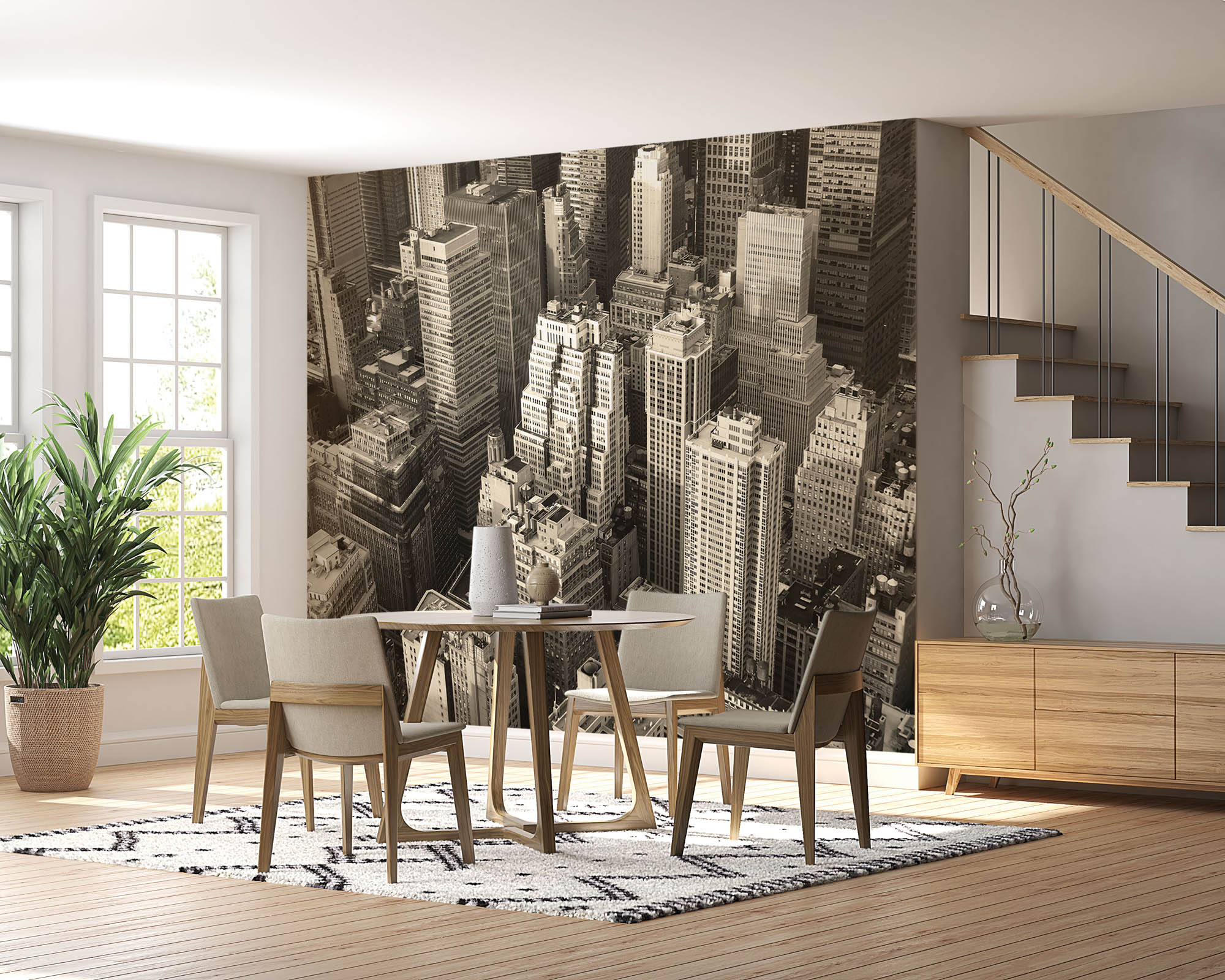 Zwart-wit skyline Manhattan - LW00304 Fotobehang