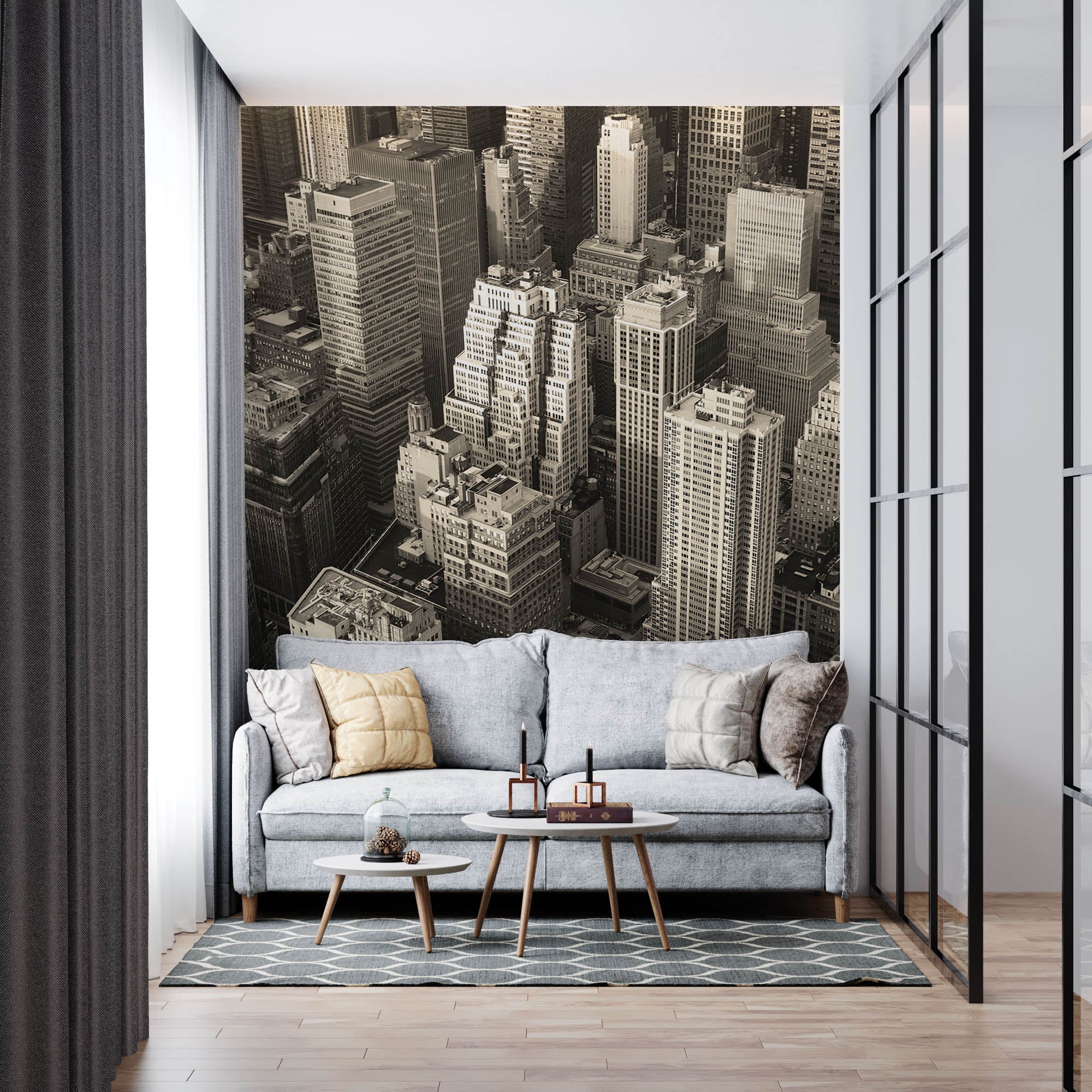 Zwart-wit skyline Manhattan - LW00304 Fotobehang