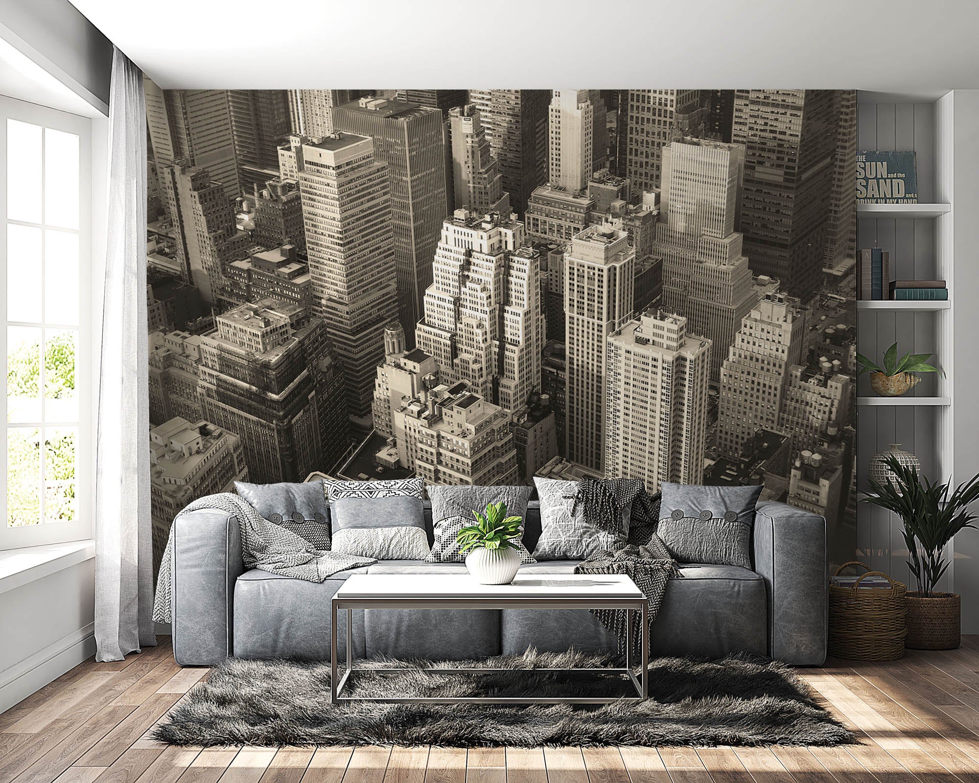 Zwart-wit skyline Manhattan - LW00304 Fotobehang