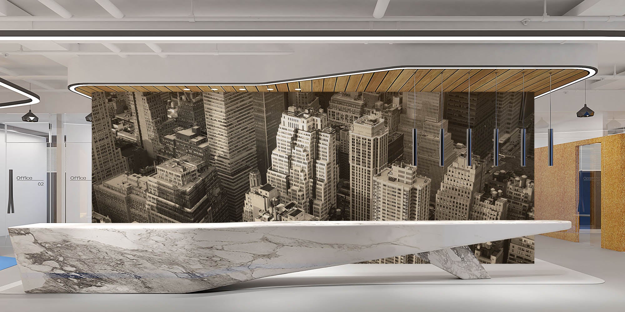 Zwart-wit skyline Manhattan - LW00304 Fotobehang