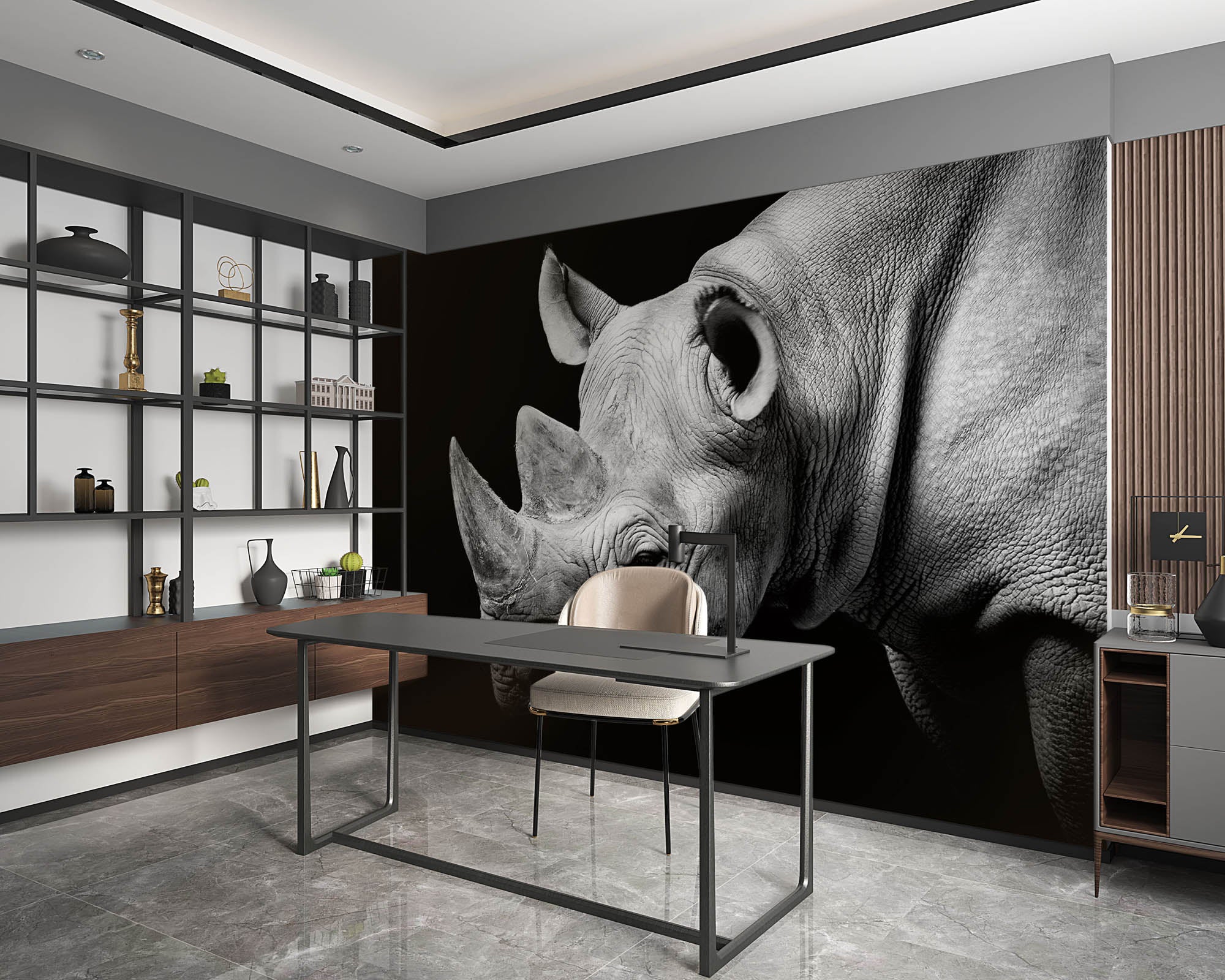 Zwarte neushoorn - LW00213 Fotobehang