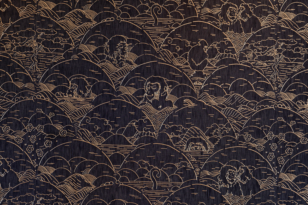 Arte Moooi Wallcoverings Tokyo Blue Indigo Macaque MO3001